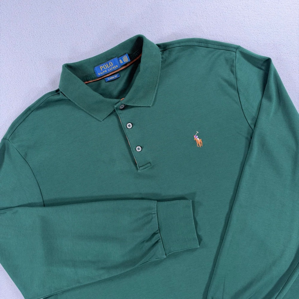 Polo Ralph Lauren Men's XL Green Classic Fit Long Sleeve Polo Shirt